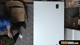 Bespectacled shoplifter geek chick gets fucked hard in the shop 😏.