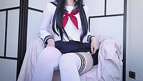 Japanese Student Masters Squirting with Hitachi Magic Wand - Bella Hentaigirl