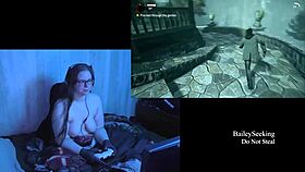 naked brunette with big natural tits and long hair in alan wake playthrough part 7
