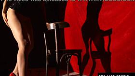 stripping down to corset rubbing pussy for audience with heels and ripped clothes