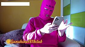 Big boobs ski mask girl says, 'Watch my webcam live'