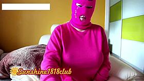 Big boobs ski mask girl says, 'Watch my webcam live'