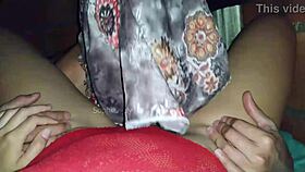 sexy girl in red body receives cock in homemade video