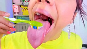 Lila Jordan Brushing Teeth with Saliva and Tongue Spitting Fetish