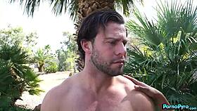 ebony chick brixley benz intriguingly sucks white poolboy's wiener