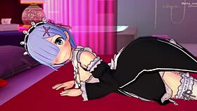 Rem, the cum-loving maid, gives handjob in love hotel