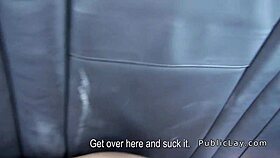 european amateur flashing and banging in public car 😈