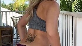 luna luxe enjoys solo masturbation on sunny balcony