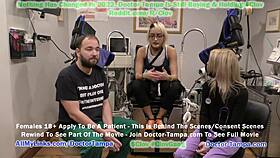 Doctor Tampa gives Channy Crossfire yearly checkup with gyno exam as nurse chaperones