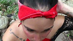 Stepsister Gives Blowjob at the River.