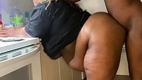 the chubby cute bbw enjoys a late-night treat with her big tits