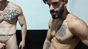 I caught my boyfriend masturbating with his friend, so I made them both fuck me