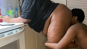 the chubby cute bbw enjoys a late-night treat with her big tits