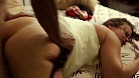French amateur bends over for doggystyle fuck in lingerie