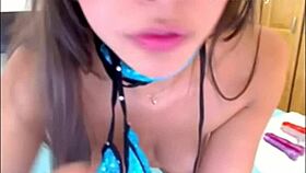 stunning skinny beauty spits and fingers herself