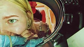 stepsister stuck in washing machine, i helped with my cock 😜