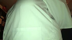 hot chubby nurse in hospital bdsm bondage rewards master with blowjob on big natural tits