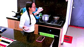 surprise in the kitchen with kissing and big cock instructions