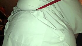 hot chubby nurse in hospital bdsm bondage rewards master with blowjob on big natural tits