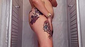 Alina enjoys a relaxing shower