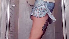 Alina enjoys a relaxing shower