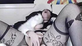 the goddess slut milf in furry coat masturbates her big ass pussy