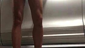 Gym in the garage where spying on gay cock happens.