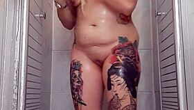 Alina enjoys a relaxing shower