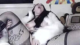 the goddess slut milf in furry coat masturbates her big ass pussy