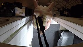 annie archer gets wet in the shower from a pov angle.