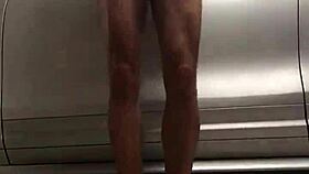 Gym in the garage where spying on gay cock happens.