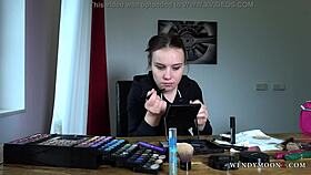 Hot Wendy Moon corrects her makeup after a crazy night backstage.