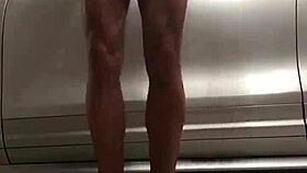 Gym in the garage where spying on gay cock happens.