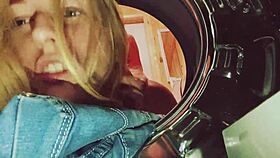 stepsister stuck in washing machine, i helped with my cock 😜