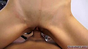 Thai teen 18+ gets first anal while suspended as step sis. Blonde pov blowjob leads to hardcore assfucking.