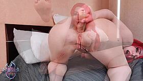 Bimbo makes anal video call with dildo and creampie