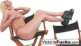 hot blonde victoria white teases her wet pussy in solo play