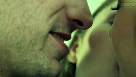 Two amateur brunettes engage in hot lesbian sex with passionate licking and kissing.