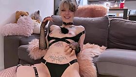 Cute Teen 18+ Feels Intense Pleasure with Dildo on Couch