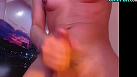 Watch This Small Tits Shemale Give An Explosive Cum Show!