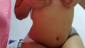 Latina teen lady shows off natural petite tits and sexy ass for your gaze.