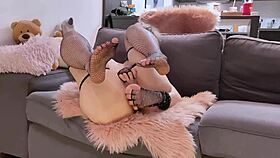 Cute Teen 18+ Feels Intense Pleasure with Dildo on Couch