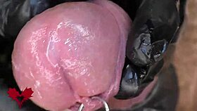 This Is Close Up Extreme! Check Main Frontal View with Latex Gloves and Peehole Cumshot Detail.