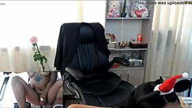 Shana squirts hard with dildo in office