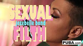 Brunette milf jezebelle masturbates with toys in hotel room, showing big tits and ass.