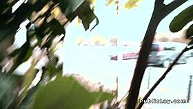 romanian babe takes massive cock in ass during public outing