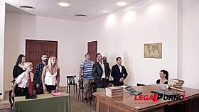 Sexy Lawyer Helena Valentine Negotiates Dp At Court With Horny Babe Aisha Gp362