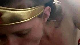 YOUNG REDHEAD IN COSPLAY COSTUME PERFORMS