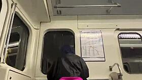 Intense Public Blowjob In Subway Train.