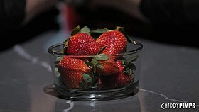 Blonde Teen Feels Pleasure Riding Dildo in Kitchen